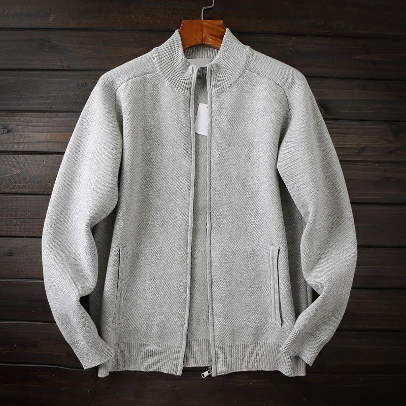 Foreign Trade Original Order Balance Cargo with Logo Cut off Fall and Winter New Arrival Men Pure Cotton Casual Cardigan Knitting Sweater Outwear