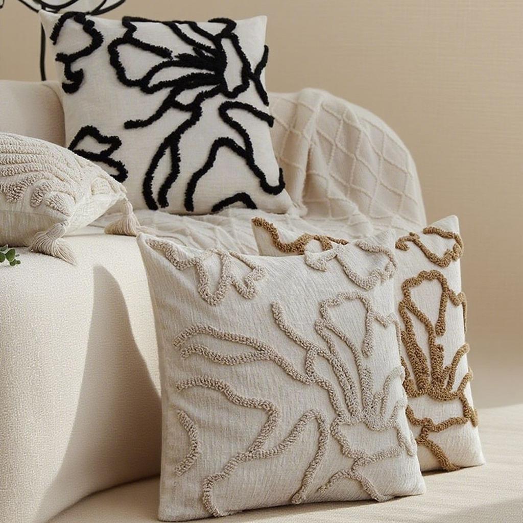 Bohemian Shawl Pillow Cover Set, Embroidered Geometric Pattern Decorative Cushion Covers for Living Room and Bedroom, Sofa Home Décor with Zipper