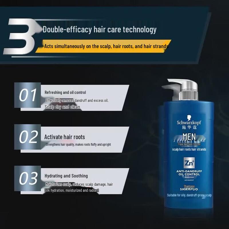 Schwarzkopf Мужской шампунь против перхоти с контролем жирности, двойная упаковка