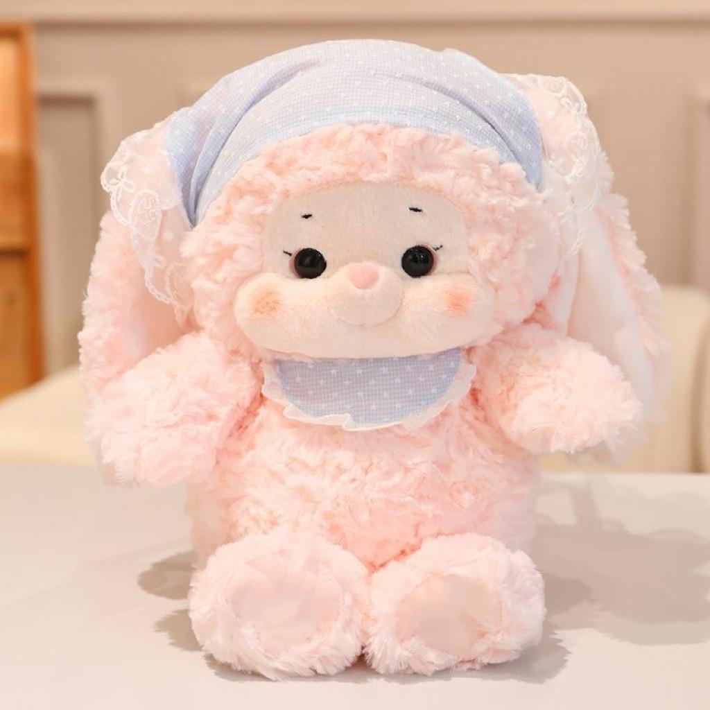 Cute Sheep Rabbit Plush Toys With Polka Dot Bow And Scarf Decoration Gift For