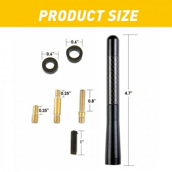 4.7" Short Antenna AM/FM Mast Black Replacement Fit 2009-18 Dodge Ram 1500-3500