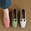 Thick Heel Mary Jane Shoes Women's 2025 New Spring Light Mouth Square Head Low Heel Pink Shoes