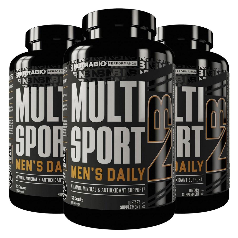 NutraBio Men's Daily Multi-Sport Capsules 3 pcs 120 Tablets