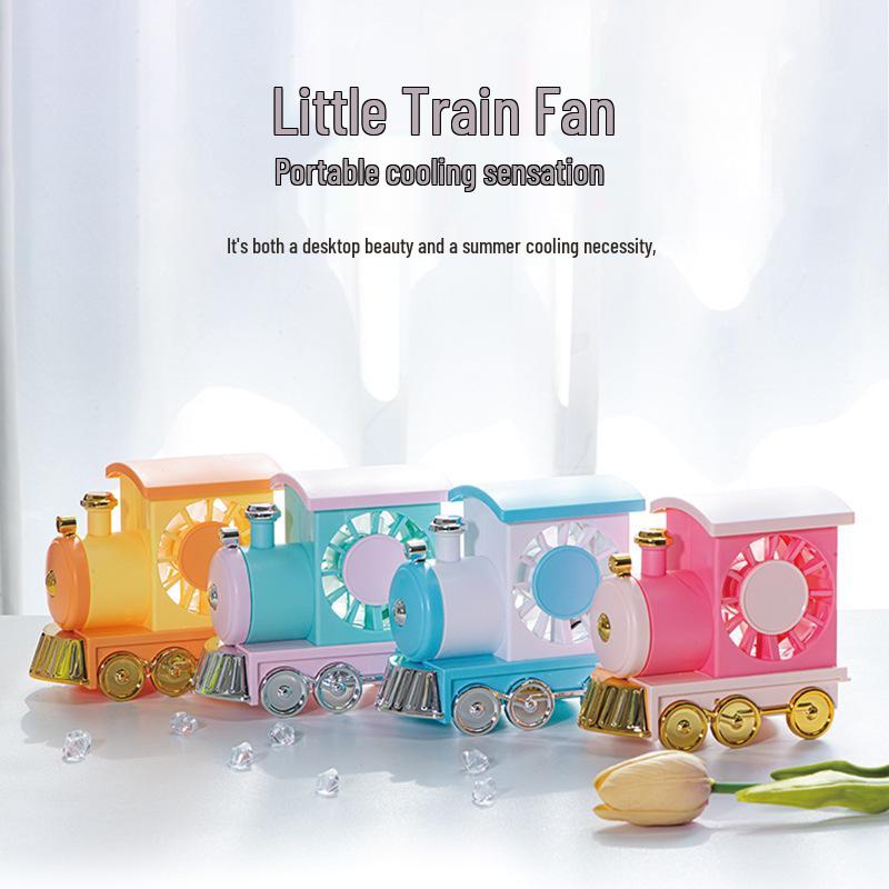 Summer Cartoon Train USB Rechargeable Portable Desktop Fan Toy
