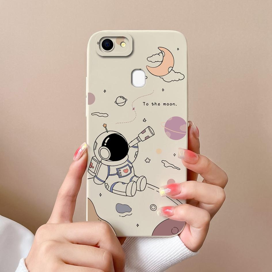 Чехлы для телефонов Oppo F19 F5 F7 F9 F11 F15 F17 F21 Pro Plus с рисунком астронавта из жидкого силикона, противоударные защитные чехлы для Oppo Shell