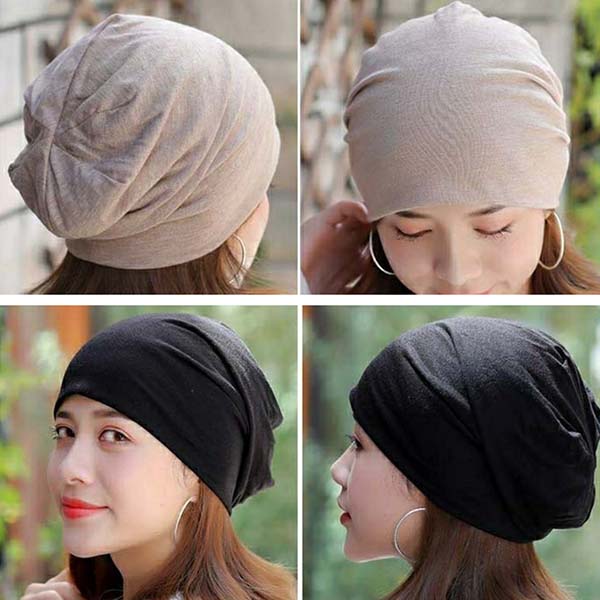 WTEMPO Solid Color Soft Nightcap Women Thin Slouchy Beanie Casual Cotton Maternity Hats Fashion Unisex Slouch Hip-pop Beanie