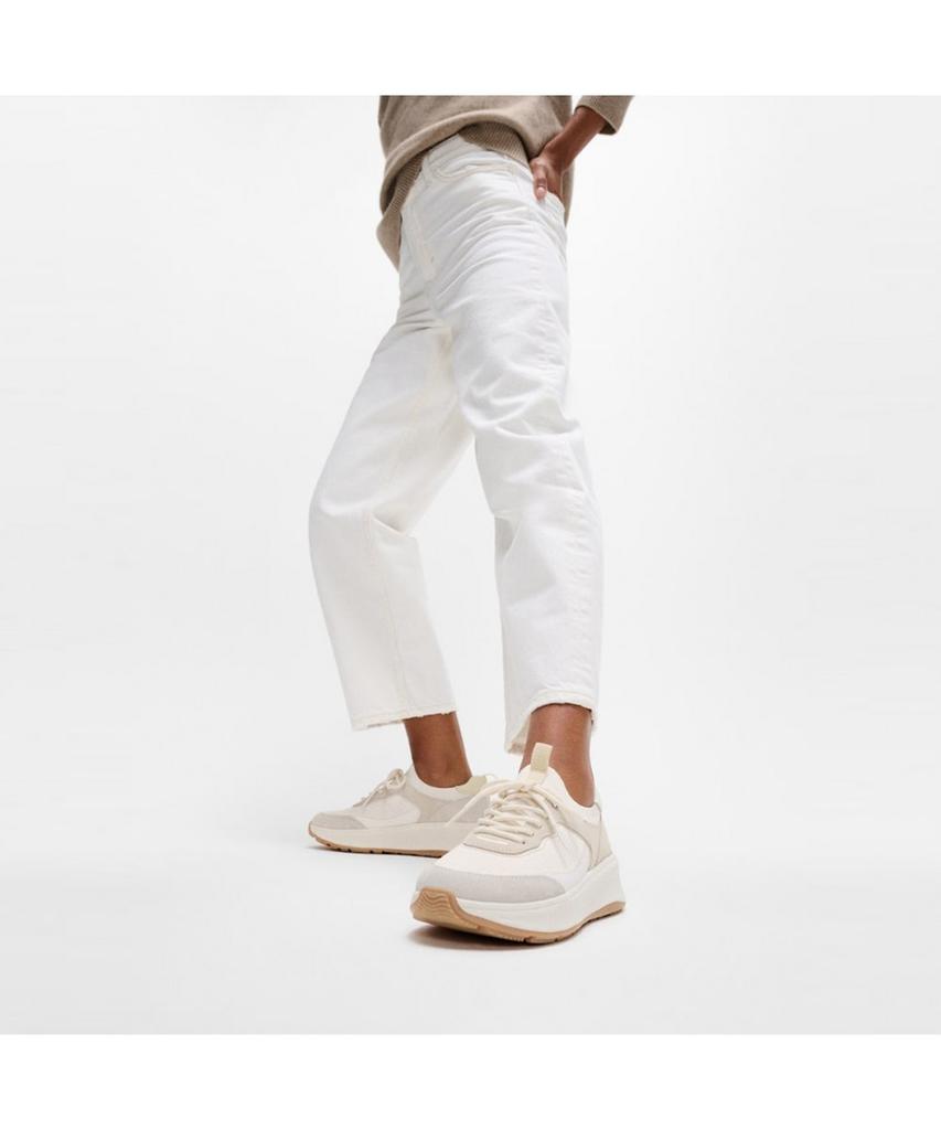 Fitflop [F-Mode] Women'S Suede/Knit Platform Sneakers - Sunsand/Cream Mix (Ft59K2N211)