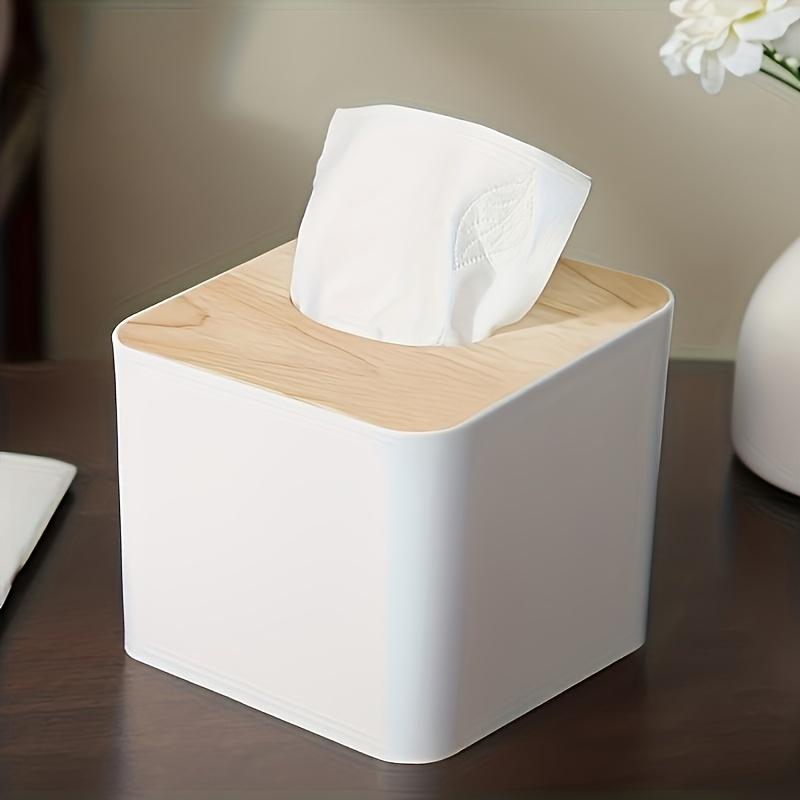 1pc/2pcs-Nordic Style Plastic Tissue Box with Wooden Cover - Paper Box for Restaurants and Rooms - Tissue Storage