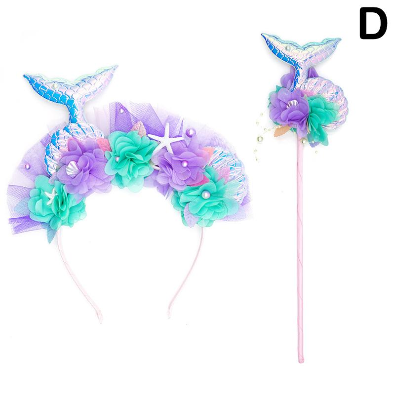 Фиолетовый головной убор русалки, детский обруч для волос, блестки, фея, принцесса, ангел, палочки, детский головной убор, аксессуары