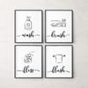 Wash Brush Floss Flush Black and White Minimalism Art WC Toilet Sign Posters Canvas Painting Nordic Wall Picture Bathroom Decor