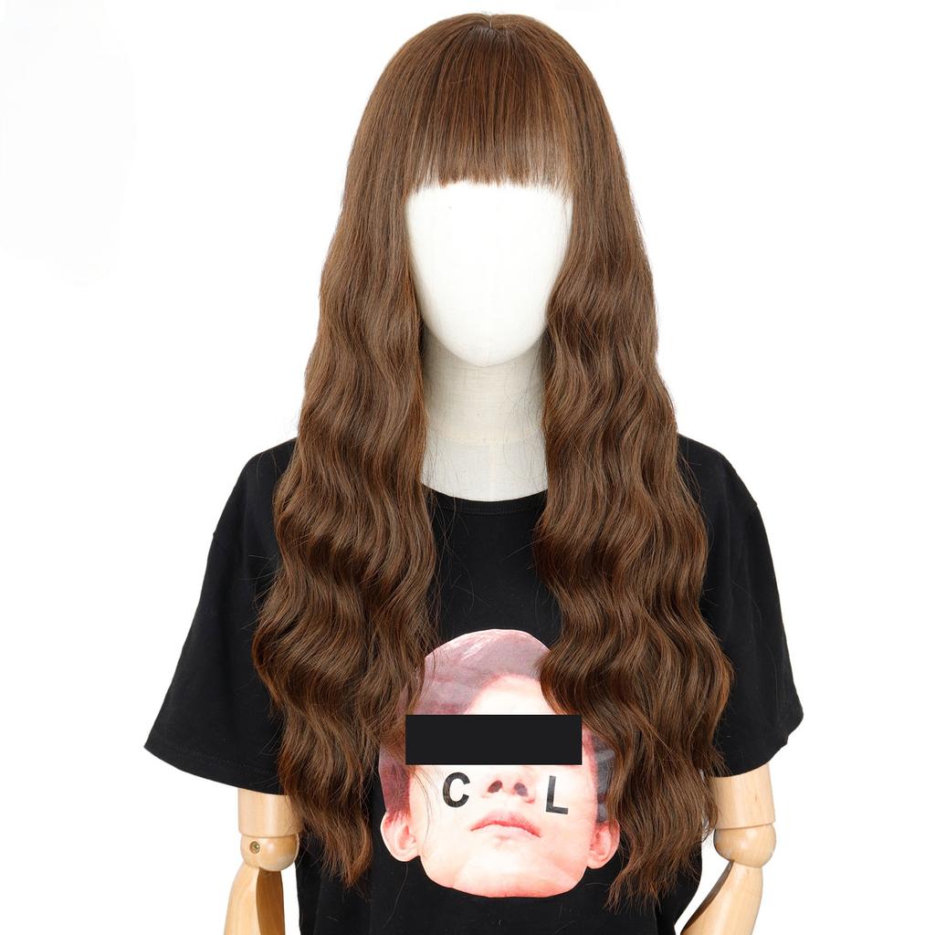 24-дюймовый длинный коричневый парик с волнистым париком Liu Haihai, парик из синтетического волокна, женский длинный парик, натуральный парик, парик для косплея/ежедневного/вечечерние