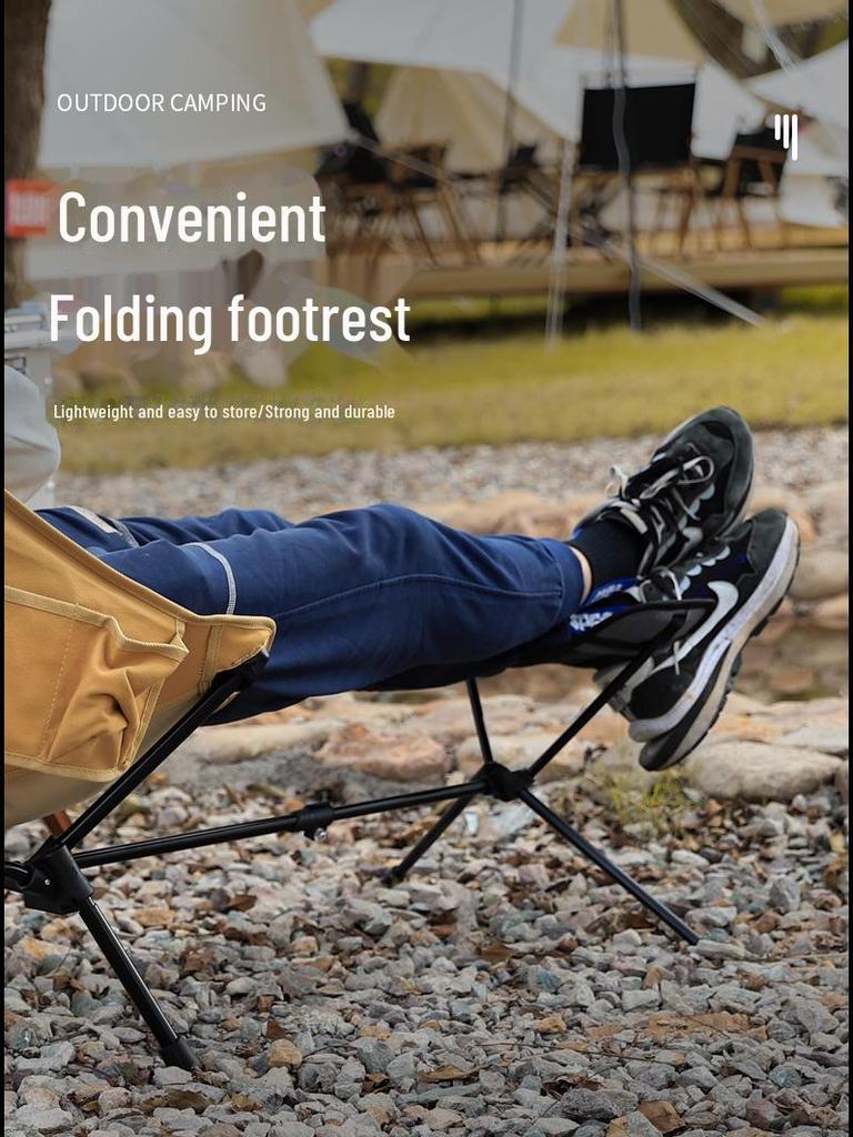 Folding Outdoor Camping Moon Chair with Footrest - Lightweight & Portable