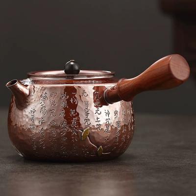 Ручной работы боковой ручкой фиолетовый медный чайник для заваривания чая для домашней кухни винтажный заварочный чайник из чистой меди китайский чайный набор кунг-фу