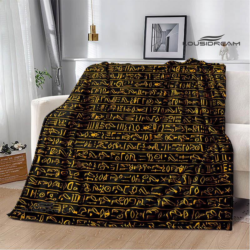 Egyptian pictograph symbol printed blanket Picnic blanket Warm Flannel blankets Home bed linings blankets for beds Birthday Gift