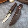 Forged Boning Knife Outdoor Knife Stainless Steel Fruit Knife with Leather Sheath Handle Meat Barbecue Knife