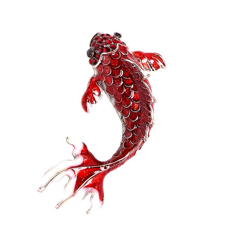 Высококачественная брошь в виде золотой рыбки, стекающей с масла, универсальная европейская и американская брошь с инкрустацией в виде кои из бриллиантов