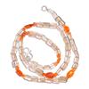 Natural Smoky Quartz Carnelian Gemstone Mix Shape Beads Necklace 17" UB-3299 UB-3299