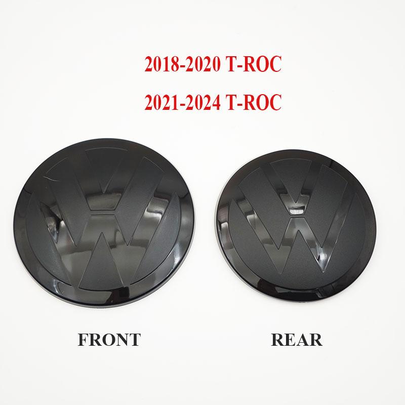 2026 New For VOLKSWAGEN VW VW T-ROC ABS Mirror Black 144mm 113mm Emblem Car Front Grille Logo Rear Trunk Badge For Volkswagen T-