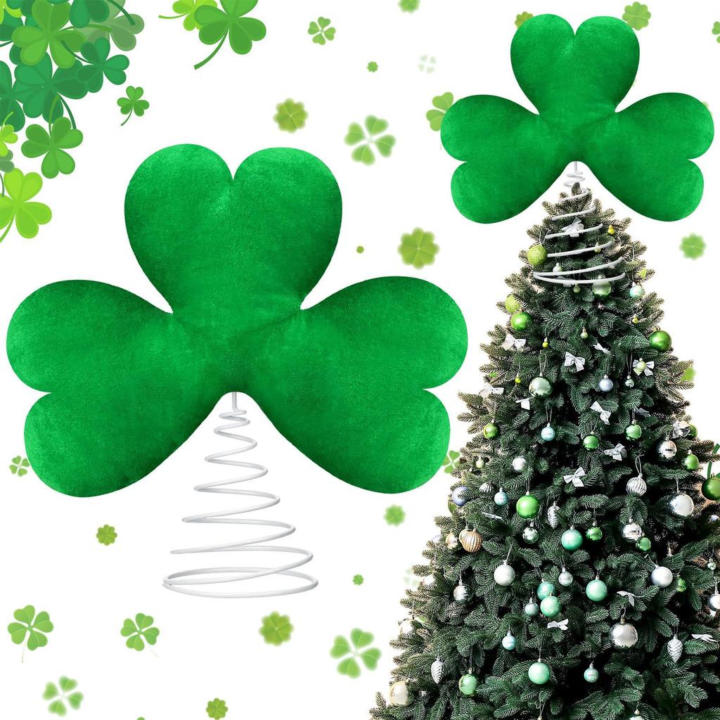 St. Patrick's Day Tree Top Decoration Green Plush Metal Decoration Tree Top Festival Decoration