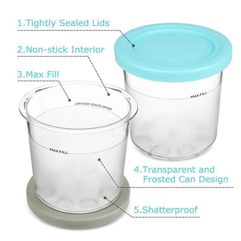 Пинты мороженого Стаканчики Контейнеры для мороженого с крышками Для пинт Creami Для мороженицы Nc301 Nc300 Nc299Amz