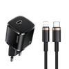 USAMS Land. Network. 1Xusb-C T36 Mini 20W+ Cable Usb-C-Lightning Black/Black Pd3.0 Fast Charging Xfkxlogtl01 (Us-Cc124+Us-Sj484)