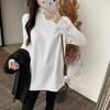 German Velvet Thickened Bottoming Shirt T-shirt for Women Autumn and Winter Half Turtleneck Loose Mid-length Style with Long Sleeves of Shark Pants