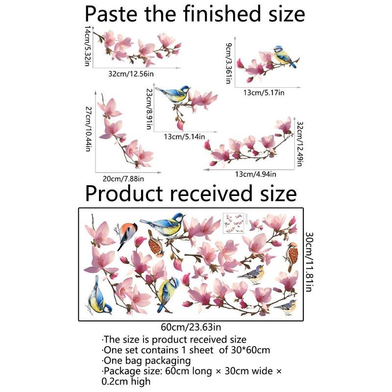 Красочные цветы и бабочки Электростатическая наклейка на стену для окон