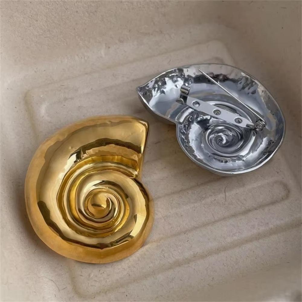 Korean Korean Style Brooches Shell Design Snail-shell Brooches Stainless Steel Brooches Women Men