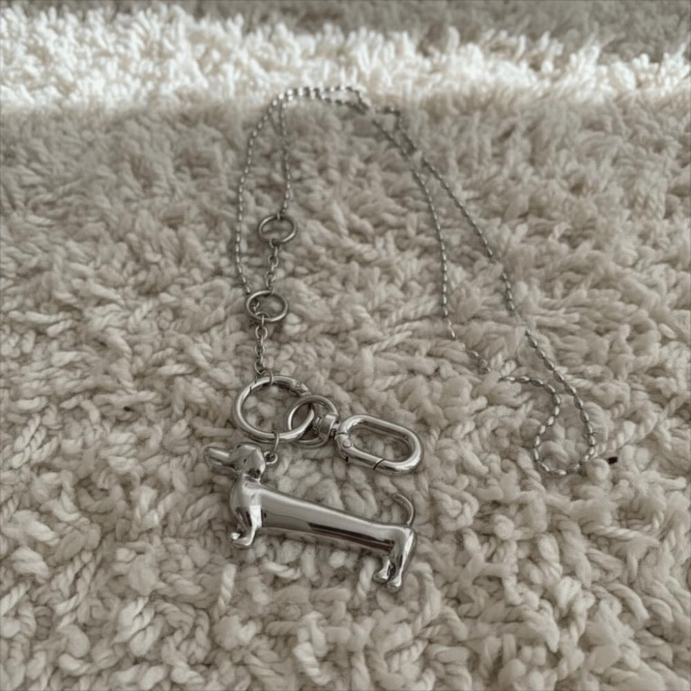 Vintage Dachshund Pendant Necklace Fashionable Beads Chain Trendy Cartoon Dog Choker Women