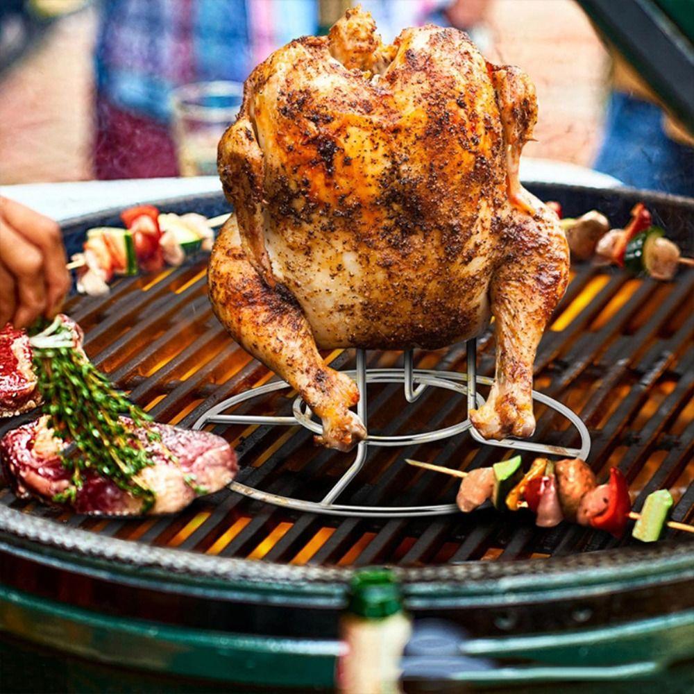 Thickened Steel Wire Chicken Grill Stand Stainless Steel BBQ Roasting Holder  Turkey