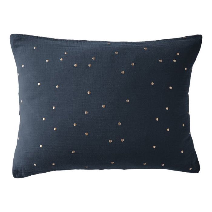 Taie d'oreiller Pois Doré Déco "Gaïa Chic" 60 x 60 cm & 50 x 70 cm "Gaze de Coton" - Gaïa Chic Minuit - 50 x 70 cm - Gaïa Chic Minui
