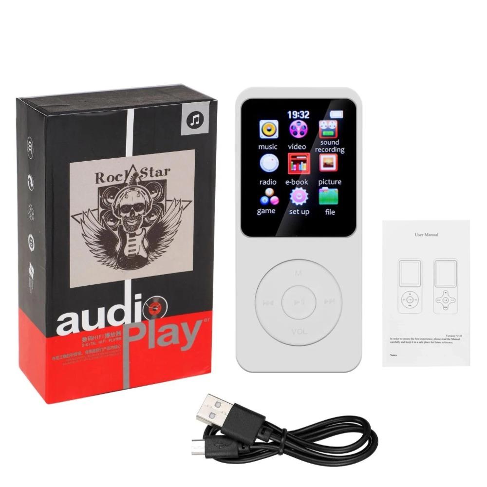 Мини-MP3-MP4-плееры FM-радио Bluetooth-совместимый 5.4-стерео музыкальный плеер Портативный динамик Поддержка FM TF-карты Электронная книга Диктофон Встроенный микрофон