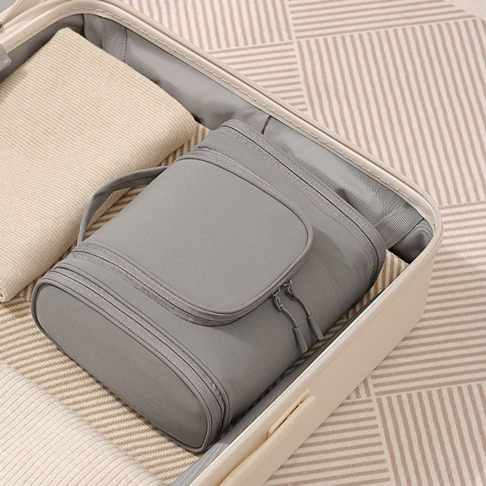 Multi-functional Nylon Hanging Toiletry Bag Three Zipper Waterproof Cosmetic Bag with Hook Dust-proof Make Up Bags Unisex