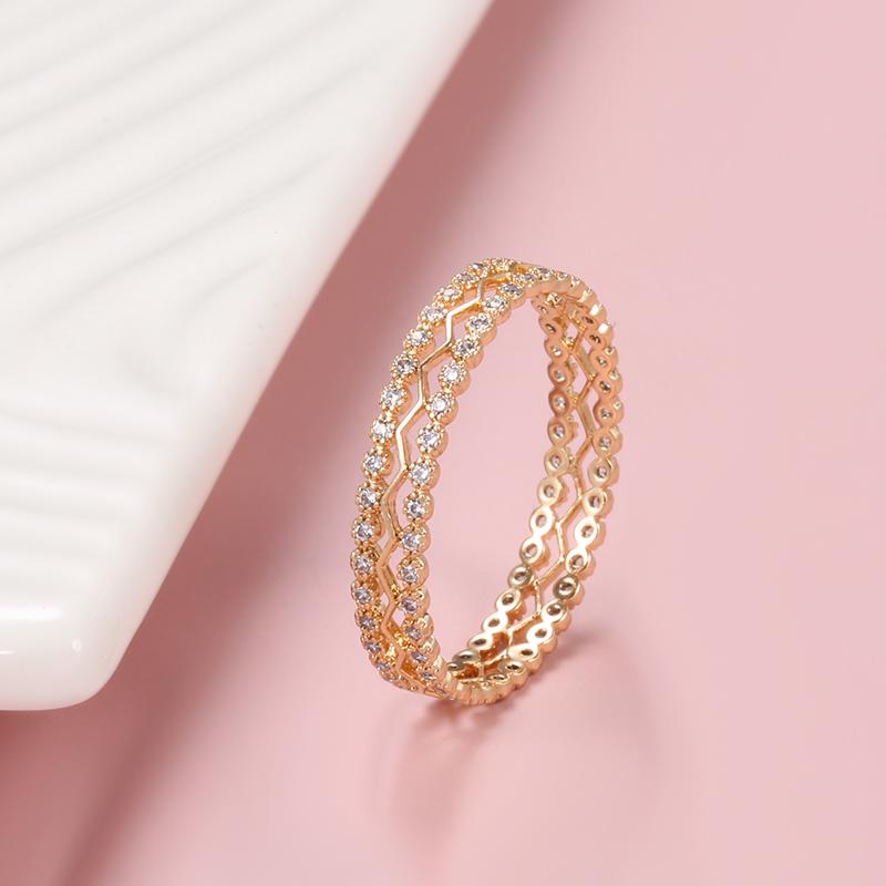 Kinel Hollow Rose Gold Color Vintage Ring For Women Zircon Wedding Ring Fine Jewelry