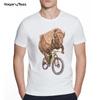Men's Creative Sea Turtle/Lion Cycling Fixed Gear Bike Print Short Sleeve Tshirt Hipster Streetwear Tops Cool Animals Desgin Tee