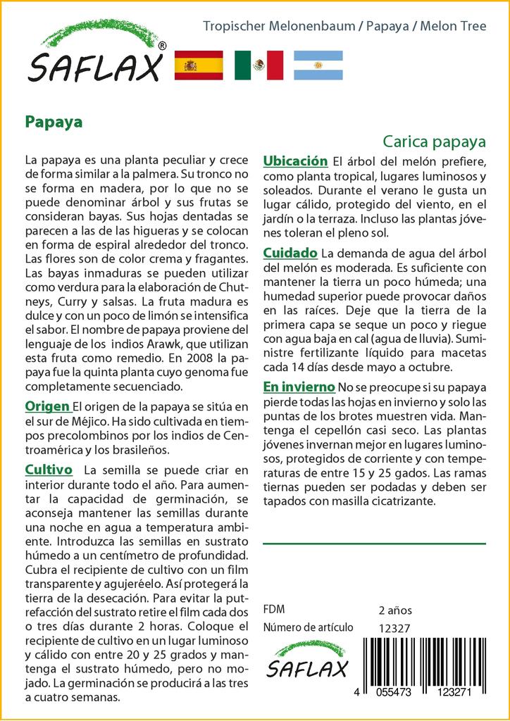 SAFLAX Дынное дерево - 30 семян - Carica papaya