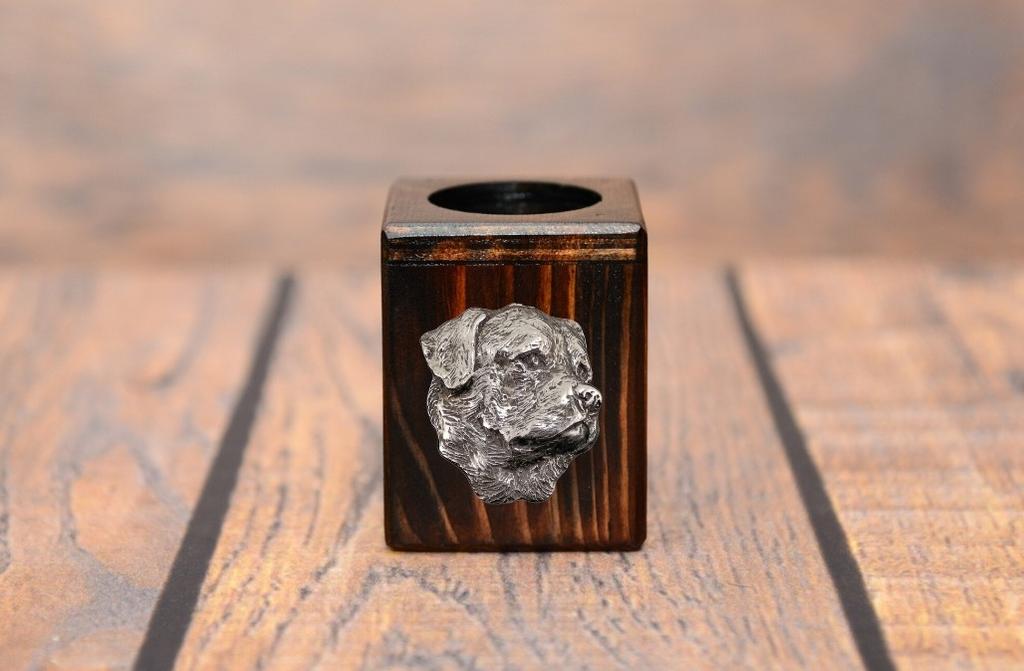 Rottweiler, Rott, Rottie II – Wooden candle holder with a dog, a unique souvenir after losing a dog | Art-Dog