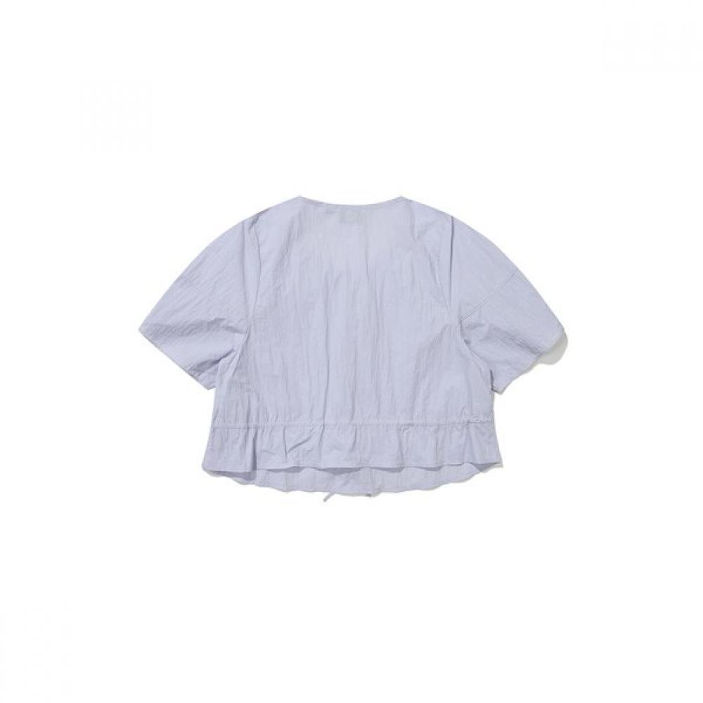 Women S Shirring Ribbon Woven Short Sleeve Lilac