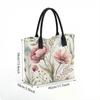  Floral Printed Canvas Tote Bag Stylish Reusable Daily Handbag
