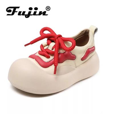 Fujin 6 см на плоской подошве из натуральной кожи, осенние женские вулканизированные сабо Pils, массивные кроссовки, женские осенние ботинки разных цветов, обувь