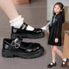 Girls' Leather Shoes for Spring and Autumn Children's Performance Shoes, Black Dance Shoes, Medium and Large Children's Leather Shoes