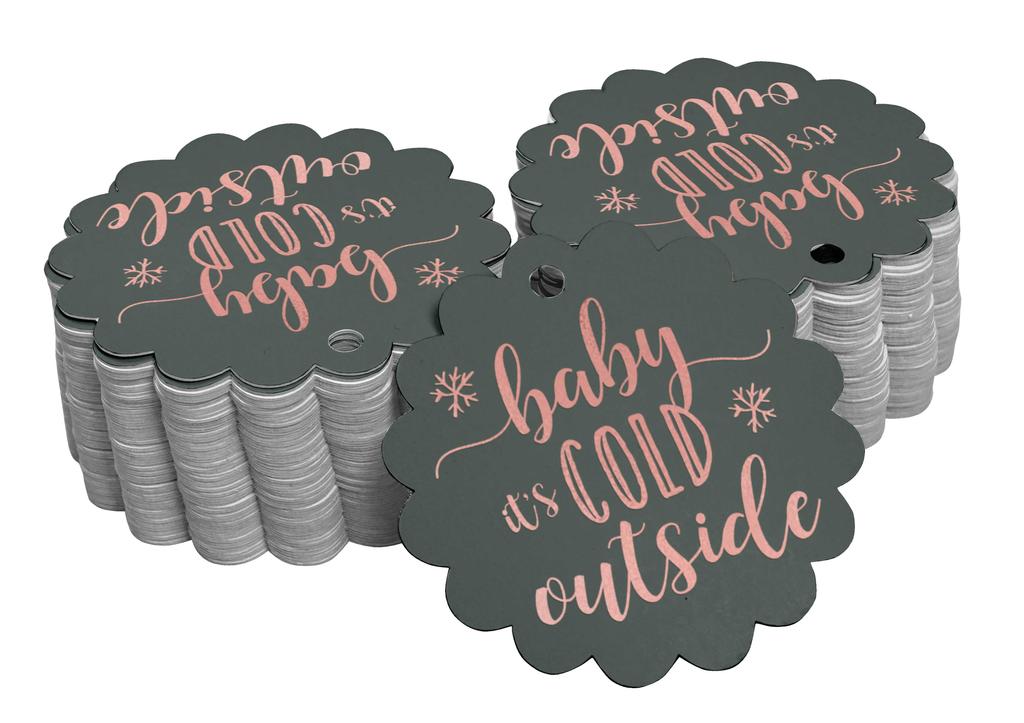 Inkdotpot Gold Foil Paper Hang Tags Baby It's Cold Outside Baby Shower Favor Tags 100