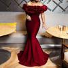 Women's Summer Knitted Ruffle One Shoulder Trailing Long Dresses