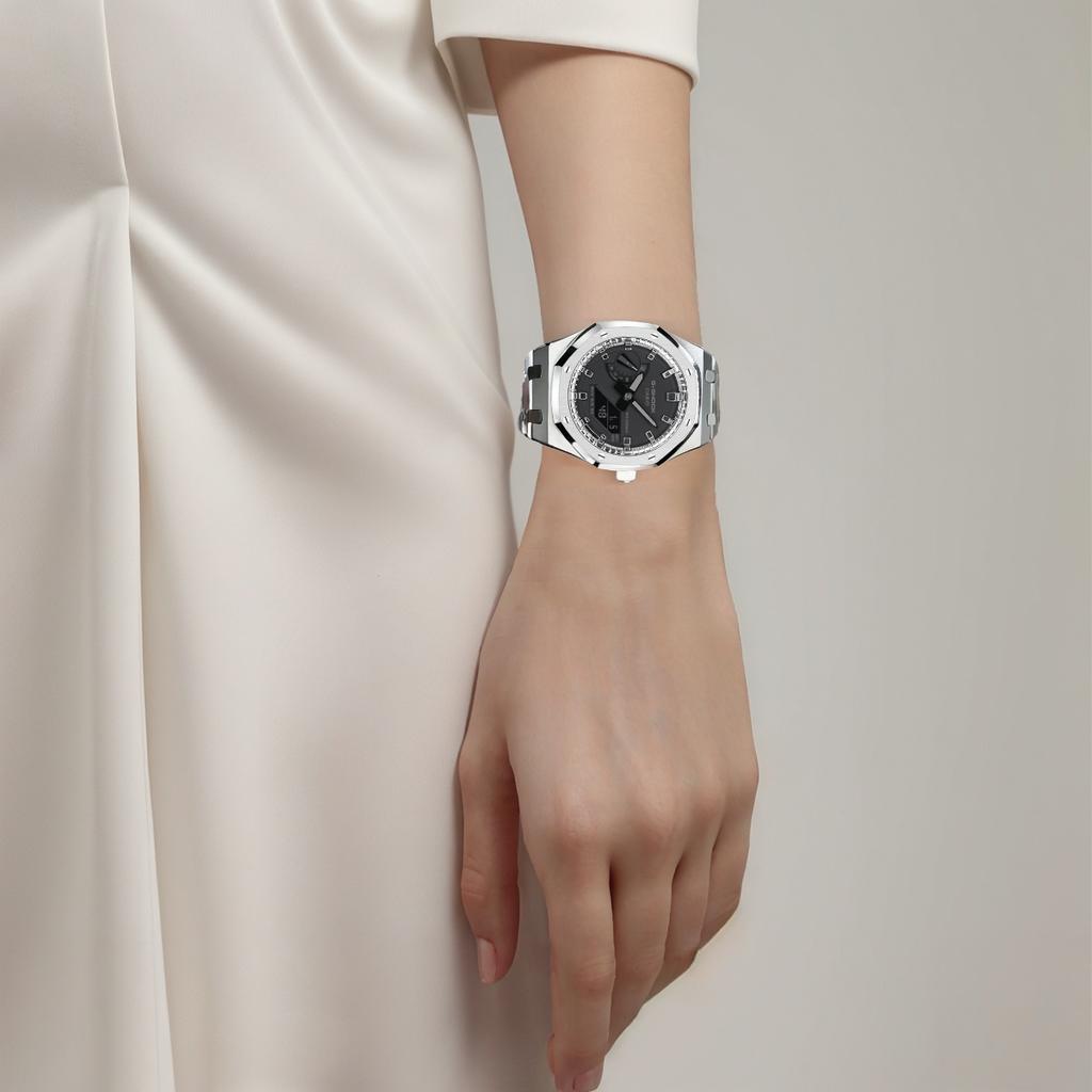 Casio Унисекс Жидкокристаллический/Аналоговый Двойной Дисплей Серия 44,5 мм Черные Часы GA-2100-1A1(Команда788--)