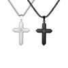 Stylish Stainless Steel Matte Cross Pendant Necklace With Zircon, Waterproof Christian Religious Faith Prayer Jewelry for Men