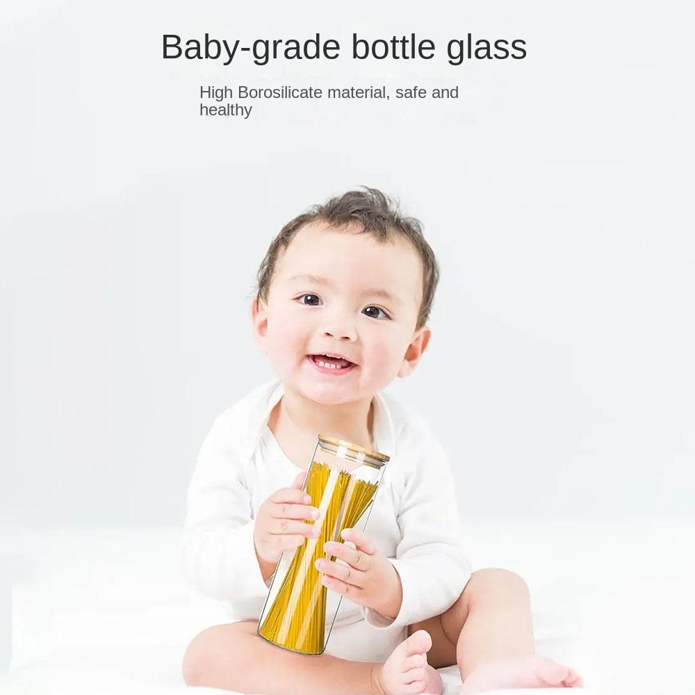 with Bamboo Lid Glass Jar Transparent Storage Bottle Durable Split Bottle  Home