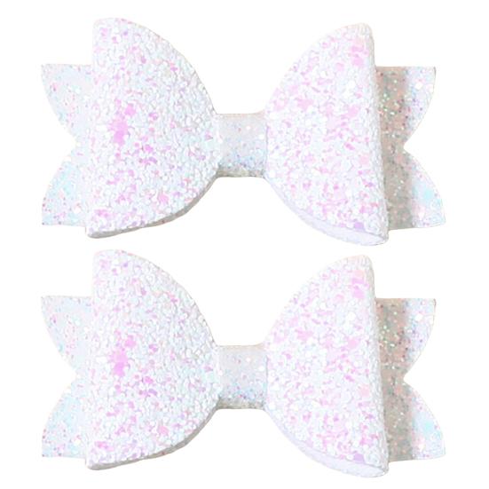 Colorful Hair Accessories for Photoshoots 2Pcs Solid Color Glitter Bow Clip Girls, Double Layer Sparkling Non Slip Clips Children Hairpin, Decorative