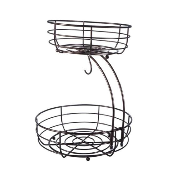 Двухслойная корзина для фруктов, большая вместительная многофункциональная быстросохнущая корзина для хранения, съемная подставка для овощей из кованого железа для кухни