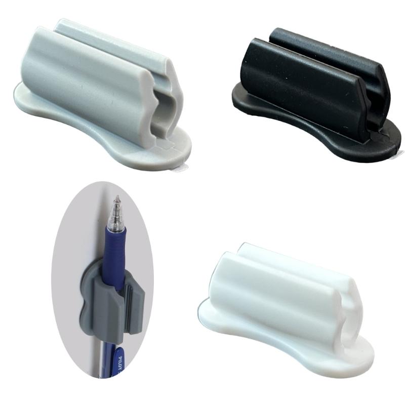 10Pcs Silicone Pen Clip Holder Adhesive Pen Pencil Clip Holder for Desk Wall Fridge Whiteboard Clipboard File Locker