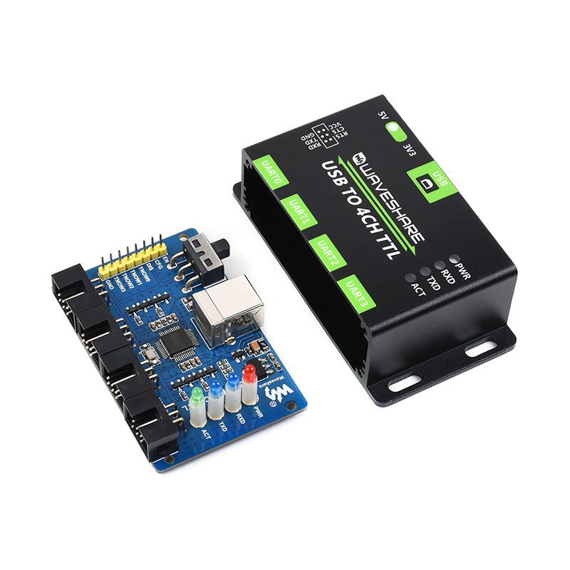 Industrial USB to 4-Channel TTL UART Converter with Protection Circuit, Multi-System Compatible